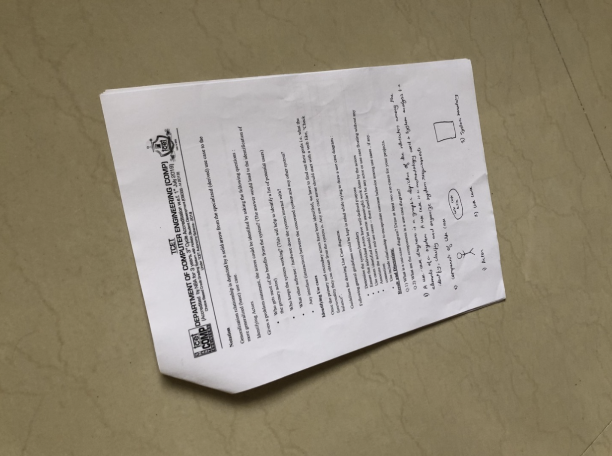 Before: Skewed document photo